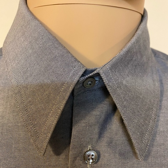 Giorgio Armani Le Collezioni Men's Button Up Dress Shirt Gray 15.5" 100% Cotton - Picture 4 of 14
